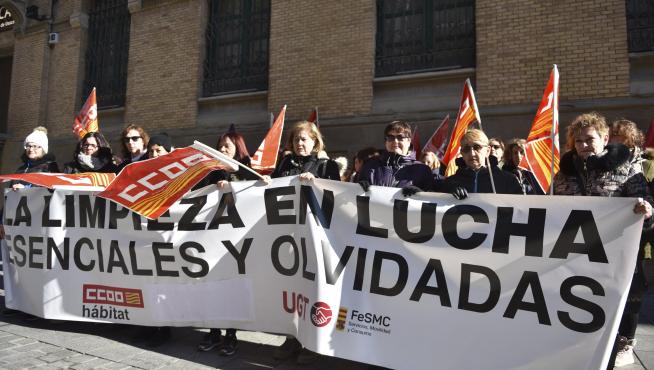 Imagen de archivo de la huelga del sector de la limpieza de edificios de Huesca