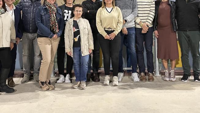 María Clusa junto al resto de integrantes de la candidatura de Fonz, Fernando Sabés y Elisa Sancho.