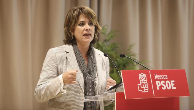 Dolores Delgado durante una visita reciente a Huesca.