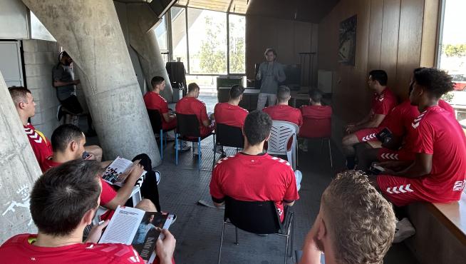El Bada Huesca participó en un taller de integridad de LaLiga, este jueves en el Palacio de Deportes.