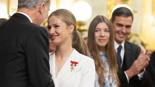 La princesa de Asturias junto a su padre el pasado martes.