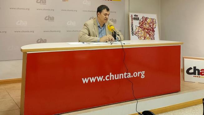 Joaquín Palacín ha presentado las enmiendas en la sede de Huesca este martes.