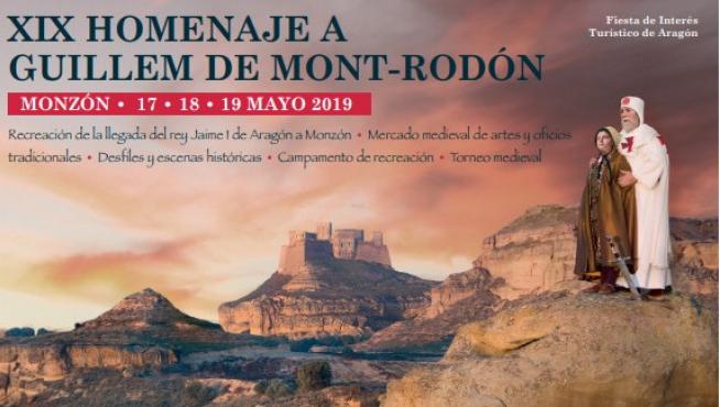 Una postal promociona el Homenaje a Guillem de Mont-Rodón de Monzón