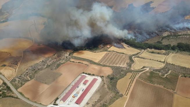 Arden unas 250 hectáreas en un fuego en Villanueva de Huerva