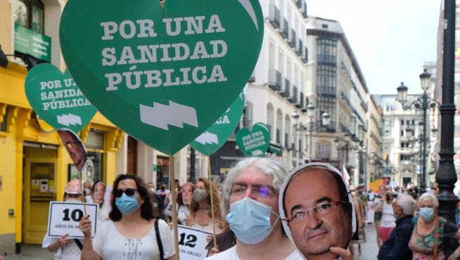 Participación en la manifestación celebrada este viernes en Zaragoza con motivo de la huelga de interinos