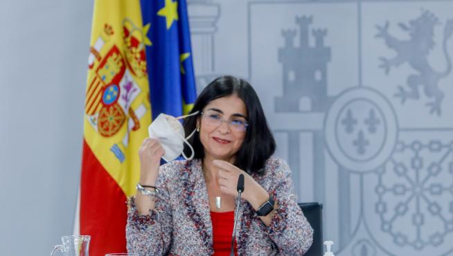 La ministra de Sanidad, Carolina Darias durante su comparecencia.