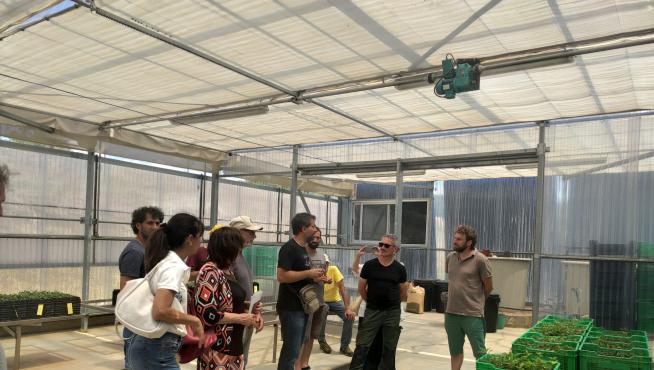 Visita del grupo al vivero del Centro de Investigación y Experimentación en Truficultura, en Graus.