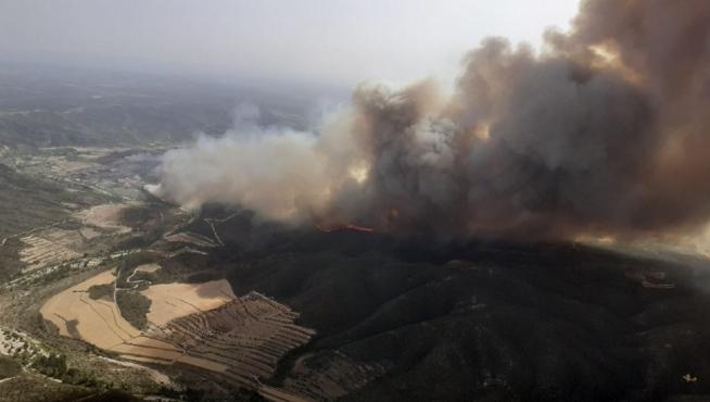 Incendio forestal en Nonaspe, provincia de Zaragoza.