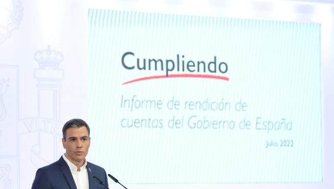 El presidente del Gobierno, Pedro Sánchez, comparecía en Moncloa para hacer balance del curso político.