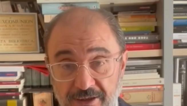 El presidente aragonés, Javier Lambán, en el vídeo de apoyo a Aínsa.