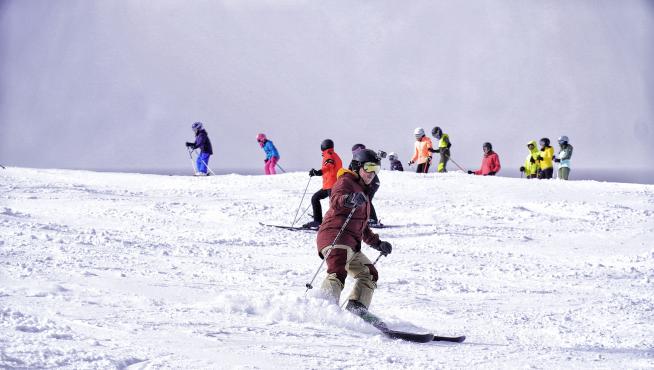 Esquiadores en la estación de Aramón Cerler, esta semana.