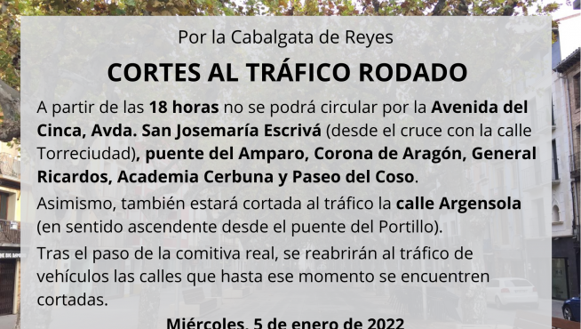 Así afectará al tráfico la Cabalgata de Reyes de Barbastro.