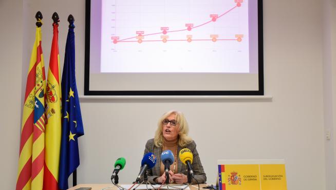 La subdelegada del Gobierno en Huesca, Silvia Salazar, en rueda de prensa.