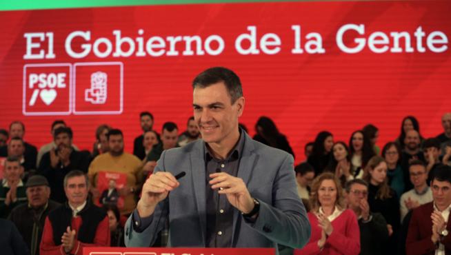 Pedro Sánchez durante su intervención en el acto del PSOE.