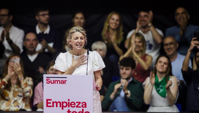 Yolanda Díaz en el acto Empieza todo de la plataforma Sumar, en el que Díaz presentó su candidatura para la presidencia del Gobierno.