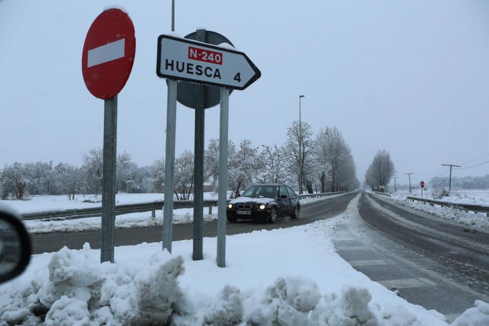 Segunda jornada con nieve por la presencia de Filomena en la provincia de Huesca