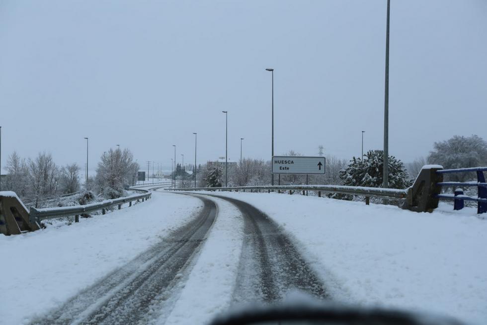 Segunda jornada con nieve por la presencia de Filomena en la provincia de Huesca