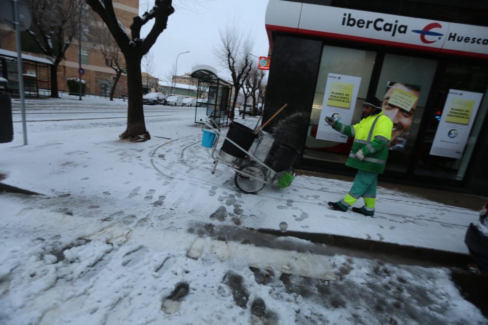 Segunda jornada con nieve por la presencia de Filomena en la provincia de Huesca