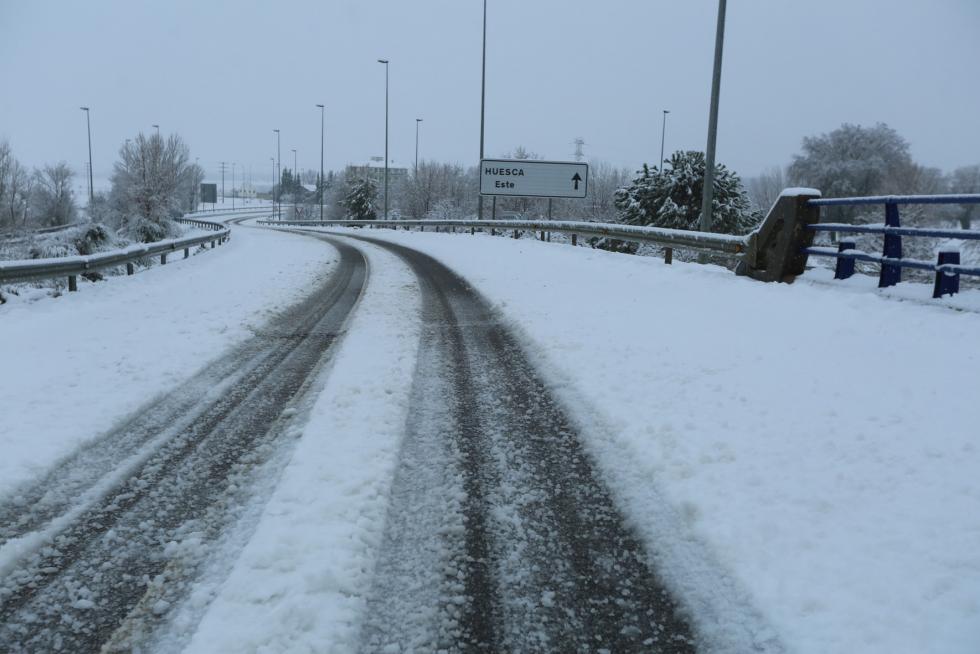 Segunda jornada con nieve por la presencia de Filomena en la provincia de Huesca