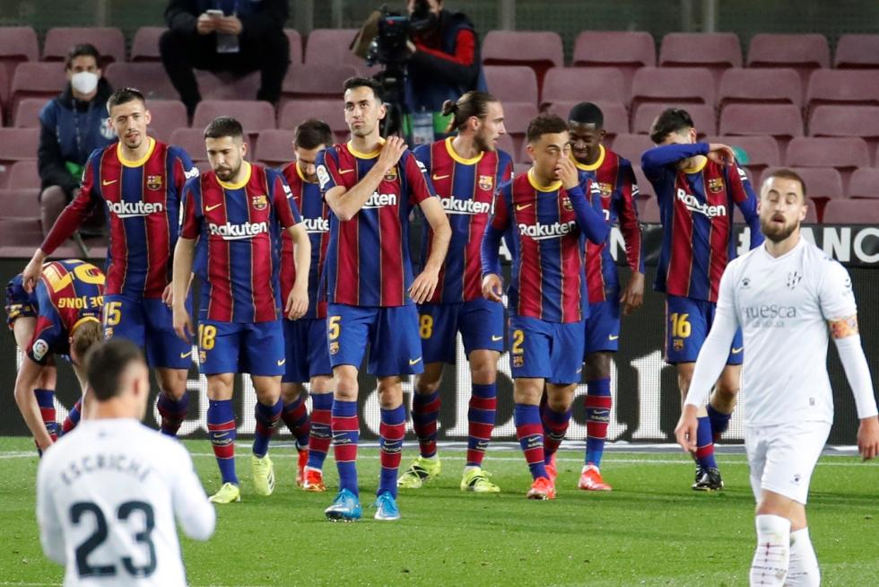 Partido Barcelona-Huesca disputado en el Nou Camp.