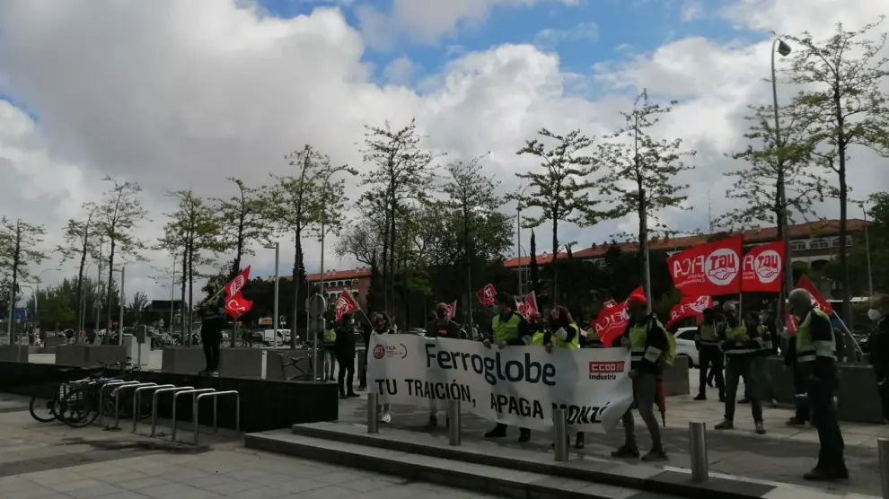 Protesta en Madrid de los trabajadores de Ferroglobe.