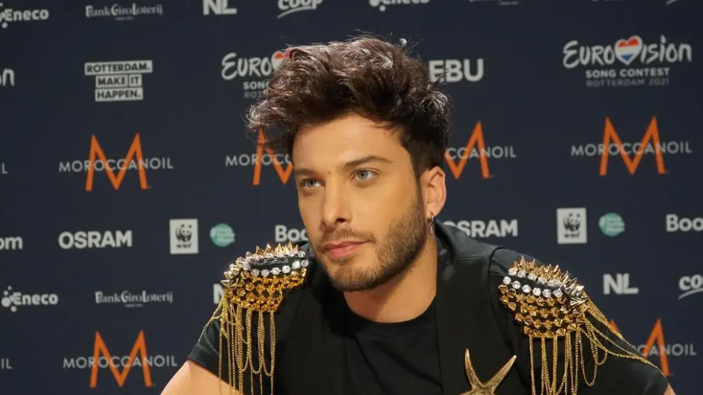 Blas Cantó, en un encuentro con los medios en Róterdam, donde mañana se celebra Eurovisión.