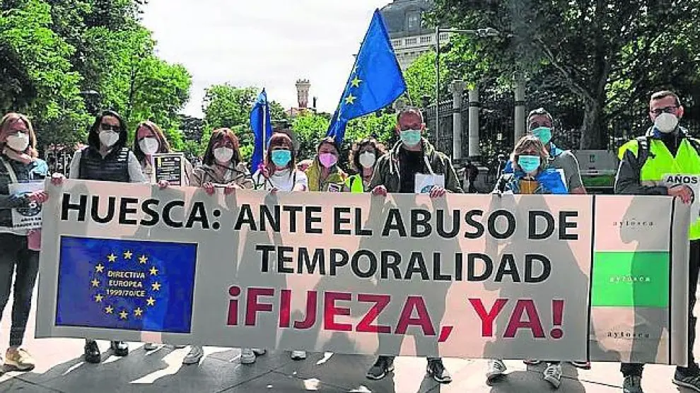 Parte de la delegación altoaragonesa que participó en la manifestación celebrada ayer en Madrid.