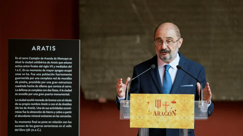 Lambán este jueves en un acto sobre patrimonio en Zaragoza.