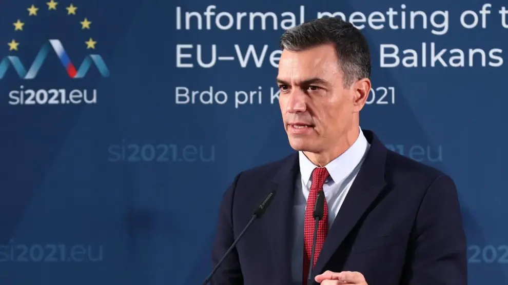 El presidente del Gobierno, Pedro Sánchez, durante la cumbre UE-Balcanes en Eslovenia.