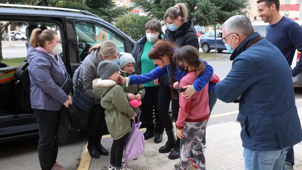 Llegada de refugiados ucranianos este jueves a Huesca gracias a la 'Operación Azul'