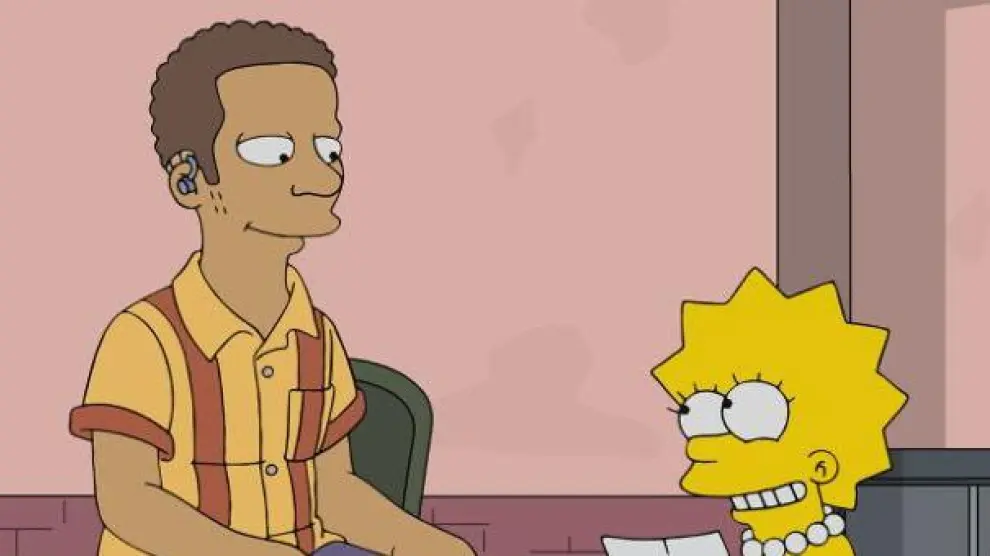 Lisa Simpson con el personaje sordo Monk Murphy.