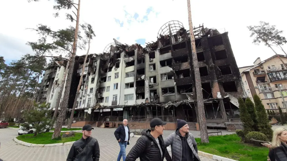 Edificios dañados por las bombas en Irpin, Ucrania.
