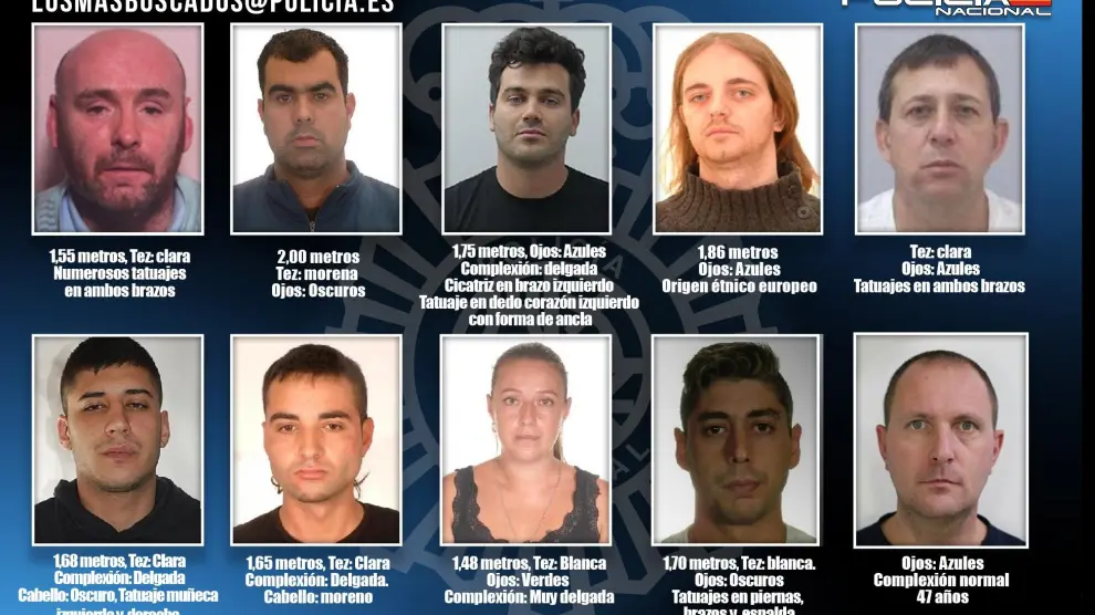 Imágenes de los fugitivos difundidas por la Policía Nacional.