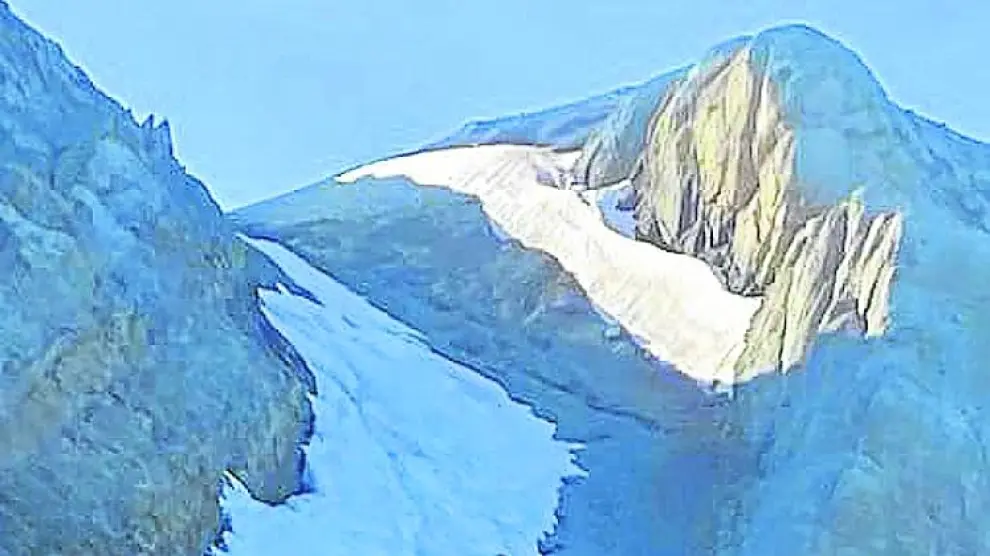 Estado actual de la Escupidera de Monte Perdido, sin nieve en uno de sus tramos.