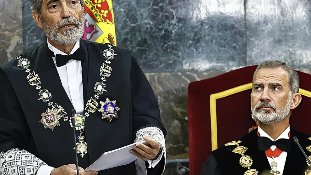 Carlos Lesmes junto al rey Felipe VI en la apertura del Año Judicial.