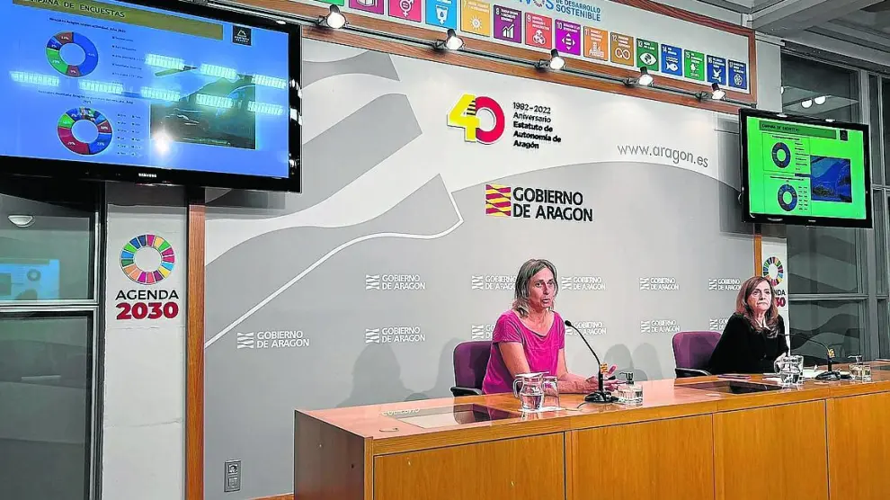 Carmen Sánchez y Marta Ferrer, ayer durante la presentación de la encuesta.