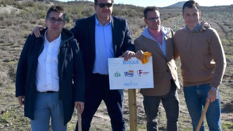 Javier Cruz, Manolo Torres, Ignacio Lafuente y Juanjo Camacho, en Pina de Ebro.