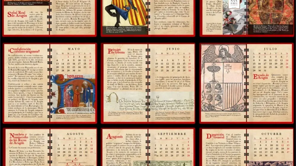 Se edita el calendario sobre la historia de Aragón que formaba parte de la felicitación de Javier Lambán