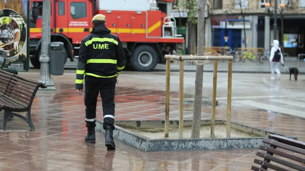 La UME reconoce las "zonas sensibles" para desinfectar Huesca, Jaca y Sabiñánigo