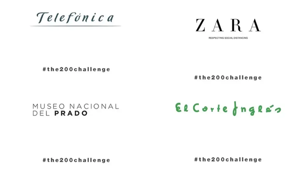 Zara, Telefónica, Iberdrola o El Corte Inglés se unen a #The200Challenge y cambian temporalmente su logo