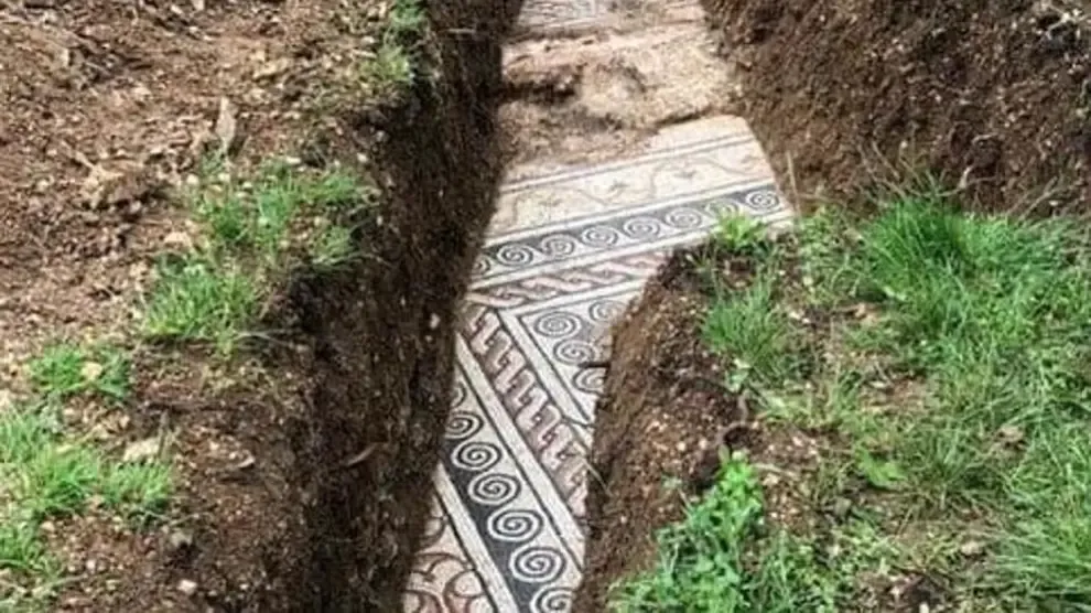 Sale a la luz un rico mosaico romano bajo unos viñedos en Italia