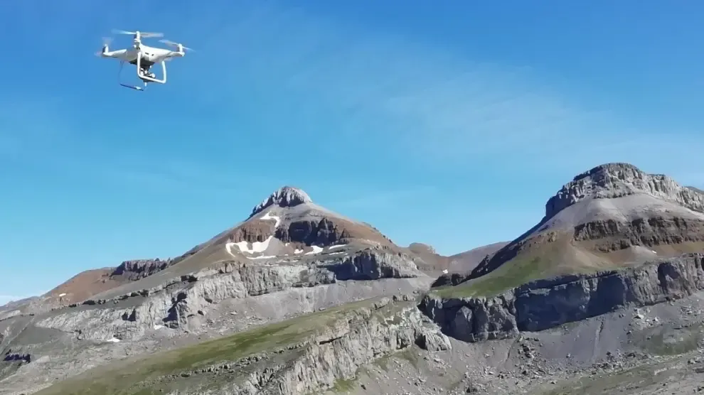 Utilizan drones en la Garcipollera para seguir al ganado extensivo