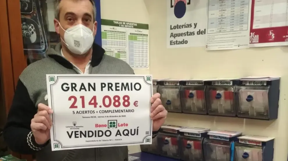 Un acertante de segunda categoría de Huesca gana 214.088 euros en la Bonoloto