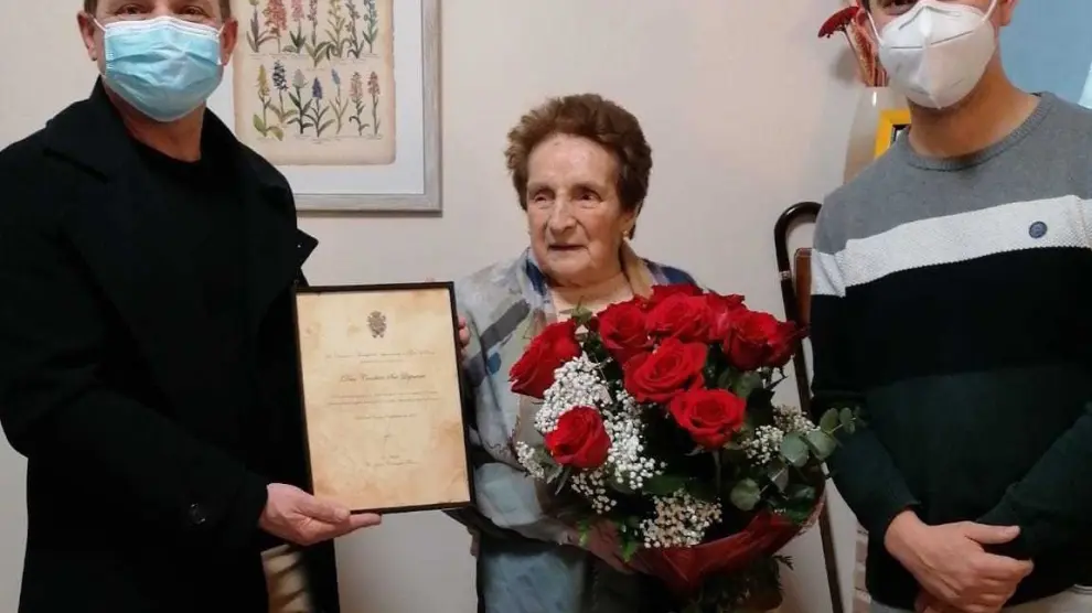 Conchita Sesé, vecina de Belver, celebra su 100 cumpleaños