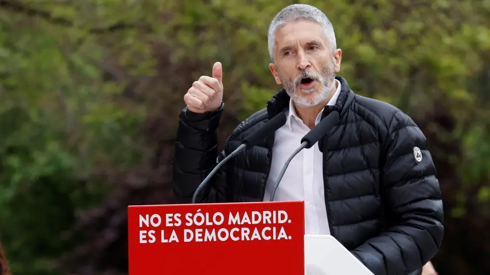 Grande-Marlaska en el mitin del PSOE en Madrid