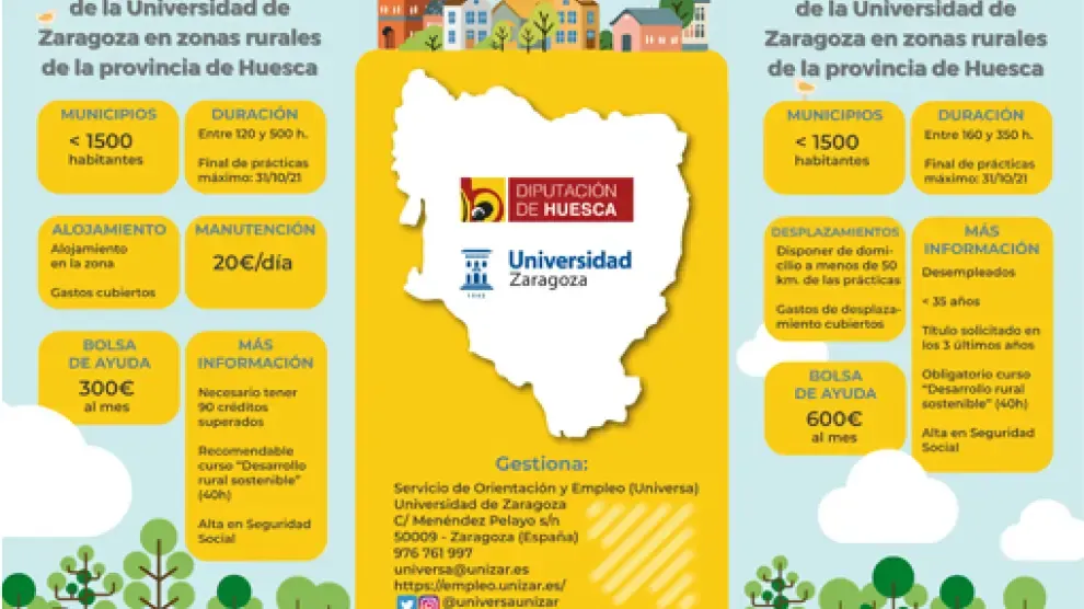 Cartel sobre los proyectos Desafío Huesca y Arraigo Huesca.
