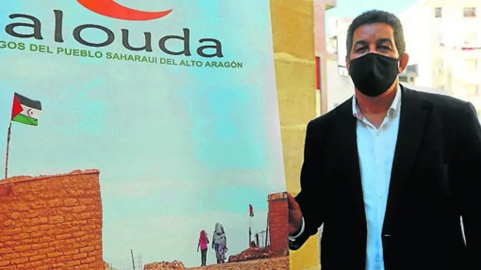 Abdulah Arabi, delegado del Frente Polisario, durante su visita a Huesca ayer.