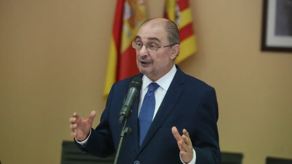 El presidente de Aragón, Javier Lambán, este martes en Tamarite de Litera.