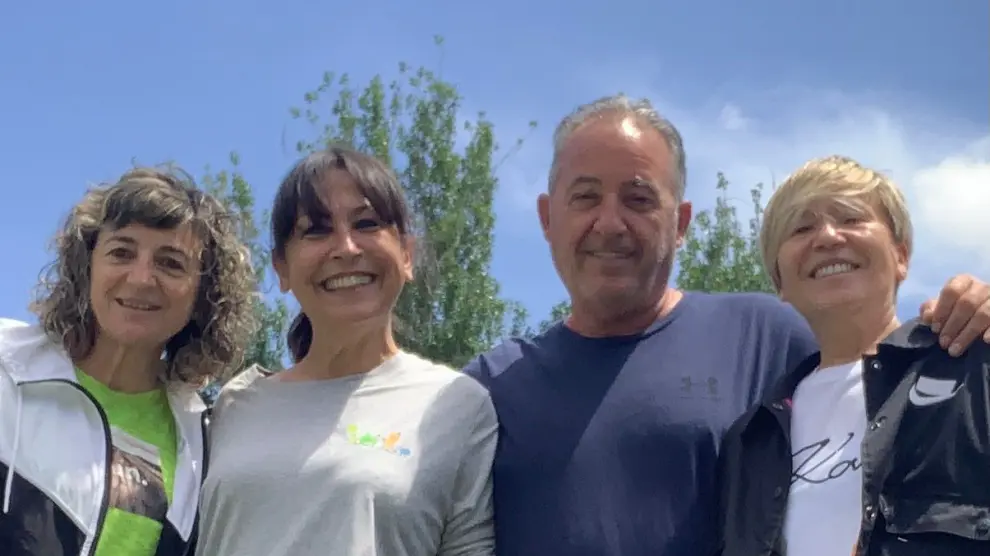 Carmen Larré, Lali Laliena, Eduardo Piedrafita y Mamen Tornil, socios de la cooperativa SCLAFRAA.