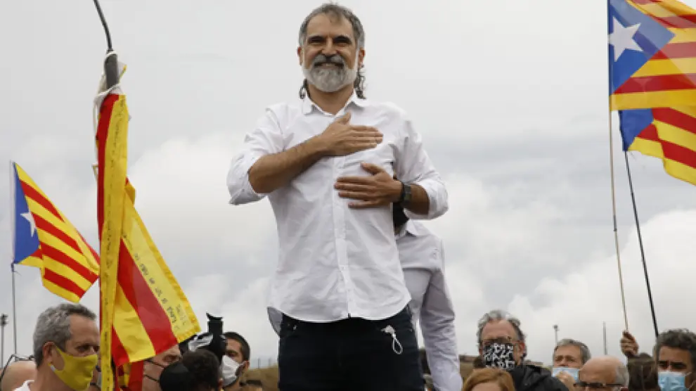 Jordi Cuixart, a la salida de la cárcel de Lledoners, un día después de ser indultado por el Gobierno de España